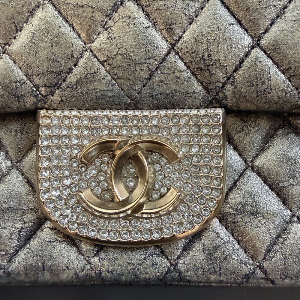Limited Edition CHANEL Iridescent Classic Flap Bag with Crystal CC Lock - Picture 5 of 17
